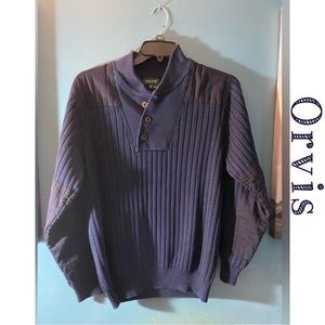 Orvis Henley Style Heavy Knit Sweater, men’s size medium, 100% Cotton, EUC